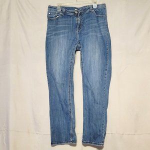 Reba Brand jeans size 16, 32 in inseam faded with embroidered pockets